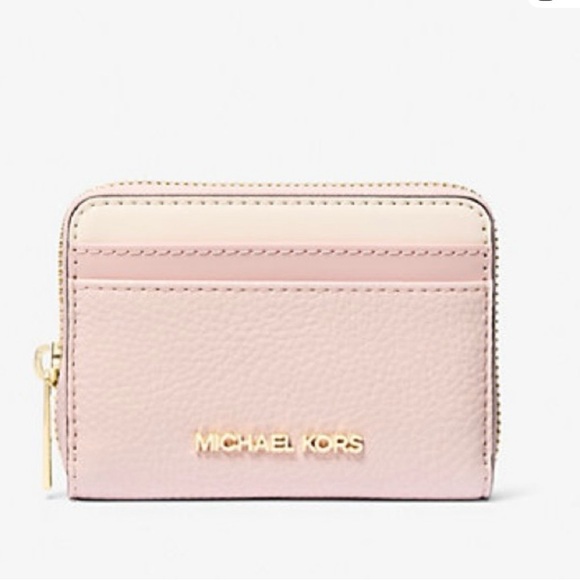 Michael Kors Jet Set Travel Color-Block Wallet Powder Blush Rose - Picture 5 of 7